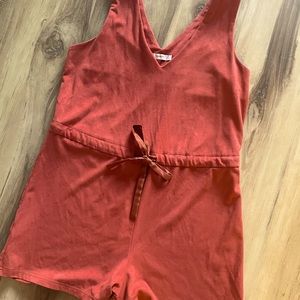 Orange Suede Romper